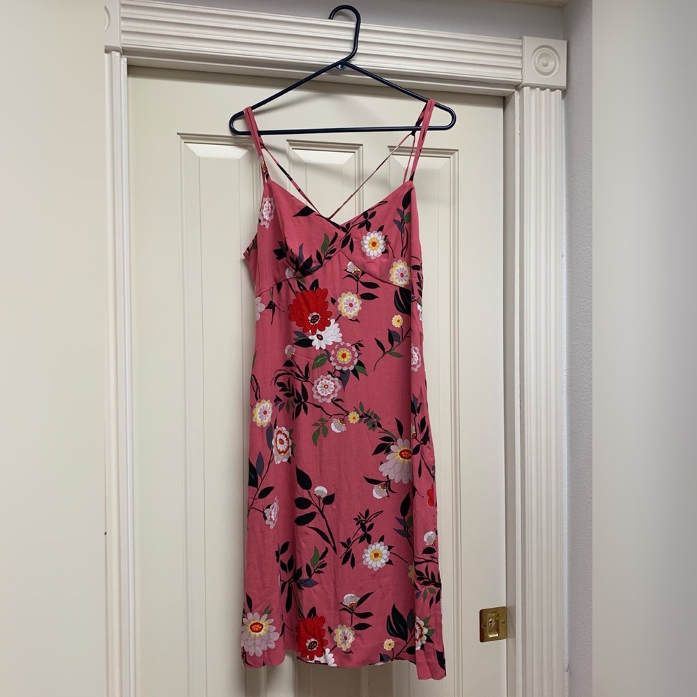 Loft Mauve Pink Floral Strappy Dress Size 10 NWT